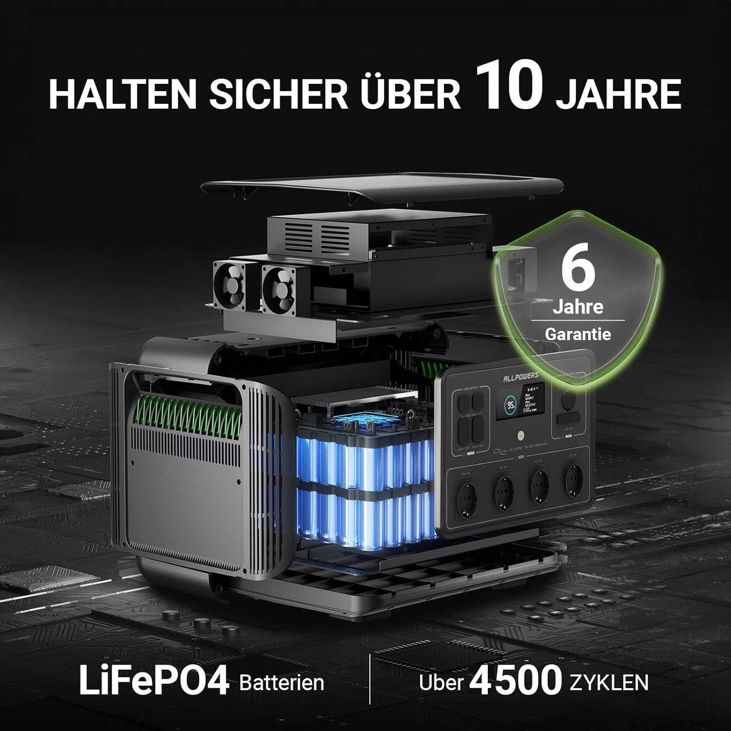 ALLPOWERS R2500 V2 Tragbares Kraftwerk mit Solarpanel 200 W SE200, 1920 Wh Solargenerator mit 4 x 2500 W Ausgang, LiFePO4-Akku, Schnellladung für Camping, Wohnmobil, netzunabhängig, Stromausfall – Bild 4