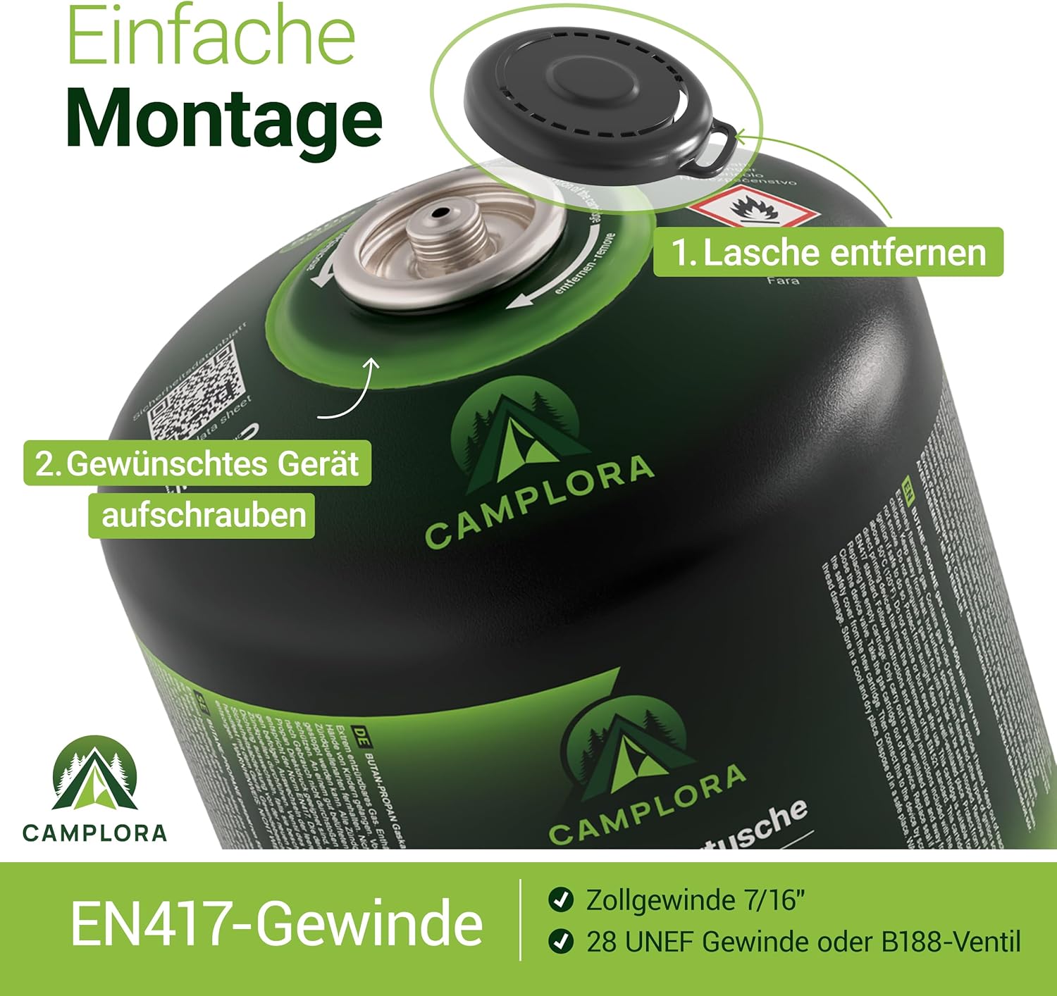 CAMPLORA 2 x 450 g Gaskartuschen passend für Weber Gasgrill Q100/1000 Serie, Propangas & Butangas, Schraubkartusche mit Gewinde für Campingkocher Gaskartuschen Schraubventil Gasflaschen Butan – Bild 4