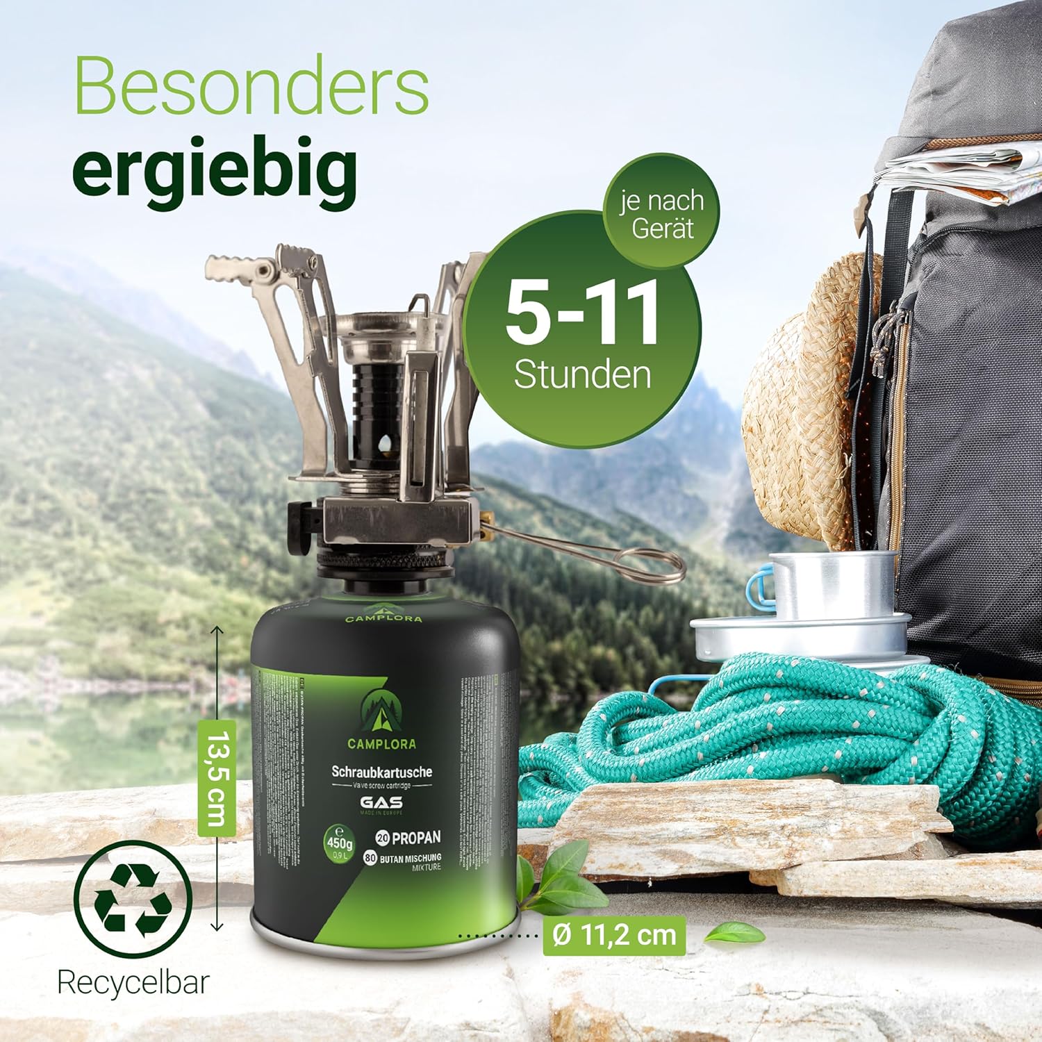 CAMPLORA 2 x 450 g Gaskartuschen passend für Weber Gasgrill Q100/1000 Serie, Propangas & Butangas, Schraubkartusche mit Gewinde für Campingkocher Gaskartuschen Schraubventil Gasflaschen Butan – Bild 6