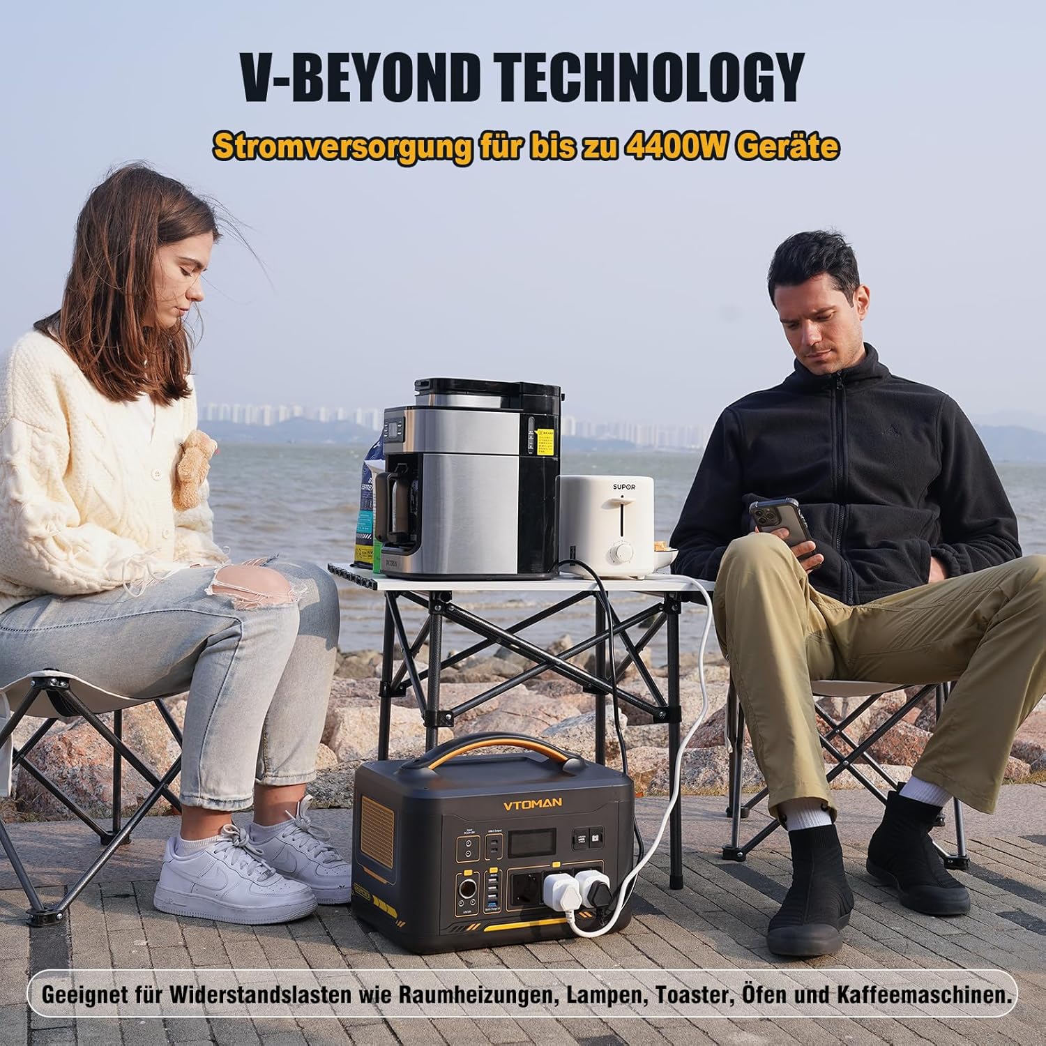 VTOMAN Jump 2200 Tragbares Kraftwerk mit 200-W-Solarpanel – 2200 W/1548 Wh LiFePO4-Batterie-Solarstromgenerator, erweiterbare Kapazität auf 3096 Wh für Camping, Reisen, Wohnmobil, Stromausfälle – Bild 4