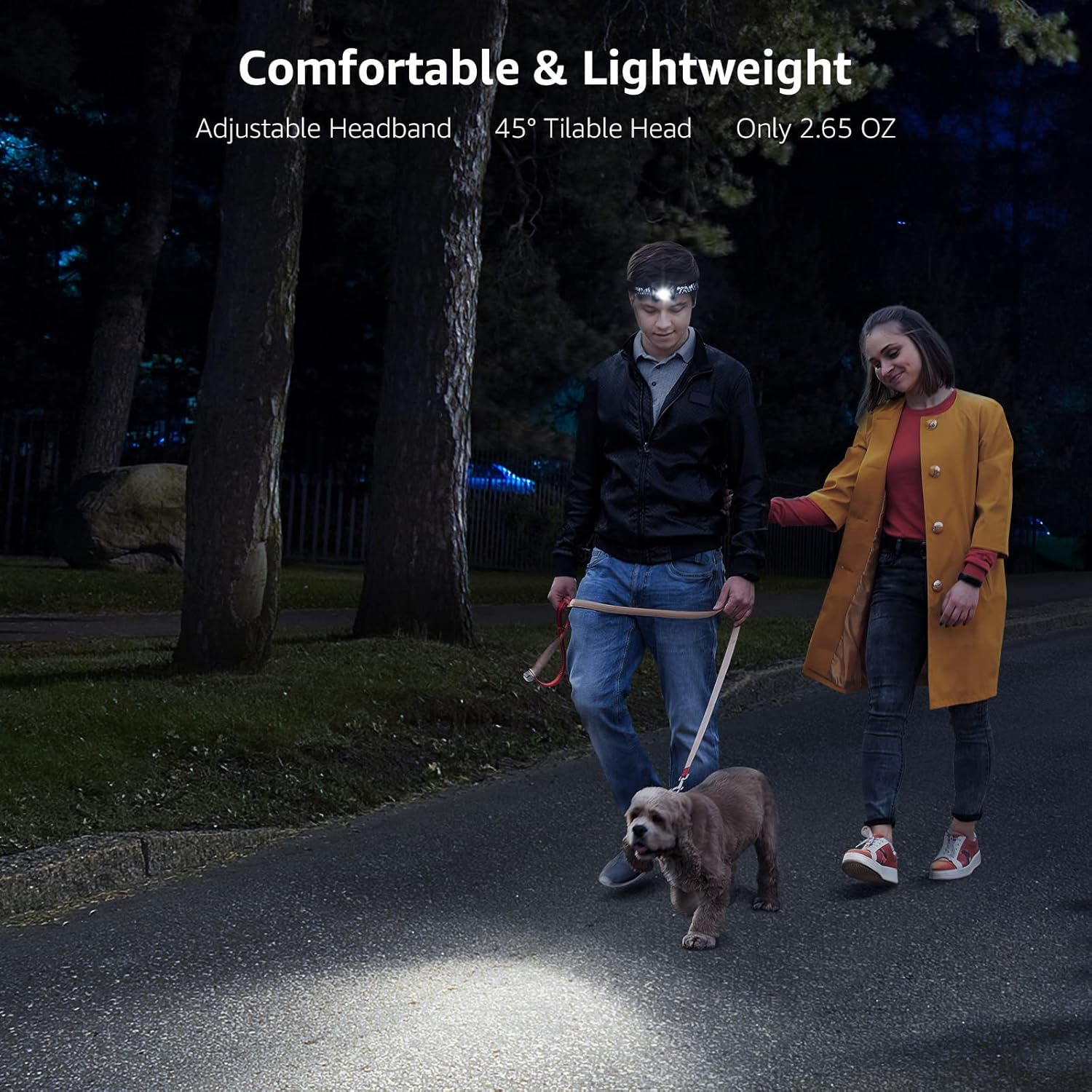 Lepro Stirnlampe, wiederaufladbar, (2 Stück), 2000 l, wasserdichte LED-Stirnlampe mit roten Warnleuchten, 6 Beleuchtungsmodi, lange Laufzeit, leichte Stirnlampe für Kinder und Erwachsene zum Laufen, Angeln, Camping – Bild 6