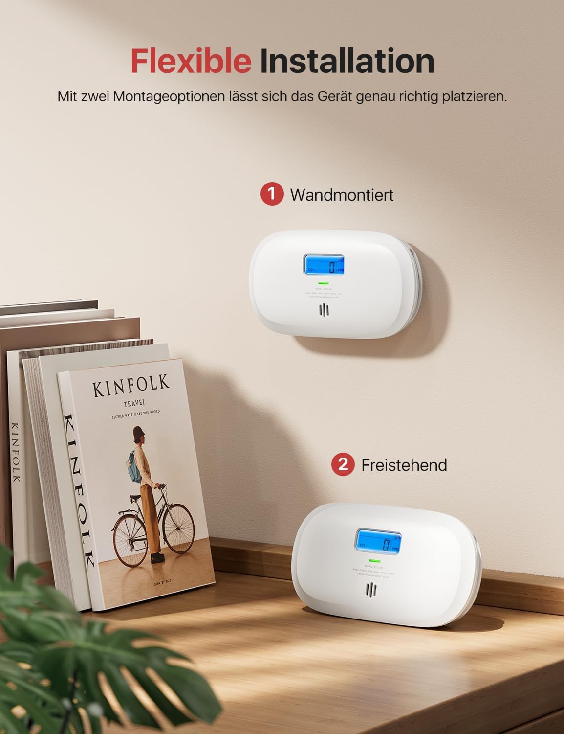 X-Sense Kohlenmonoxidmelder, TÜV Rheinland zertifiziert, 10-Jahres-Sensor, CO-Melder mit austauschbarer Batterie und Digitalanzeige, Kohlenmonoxidmelder mit Testtaste, XC0C-SR, 2 Stück – Bild 4