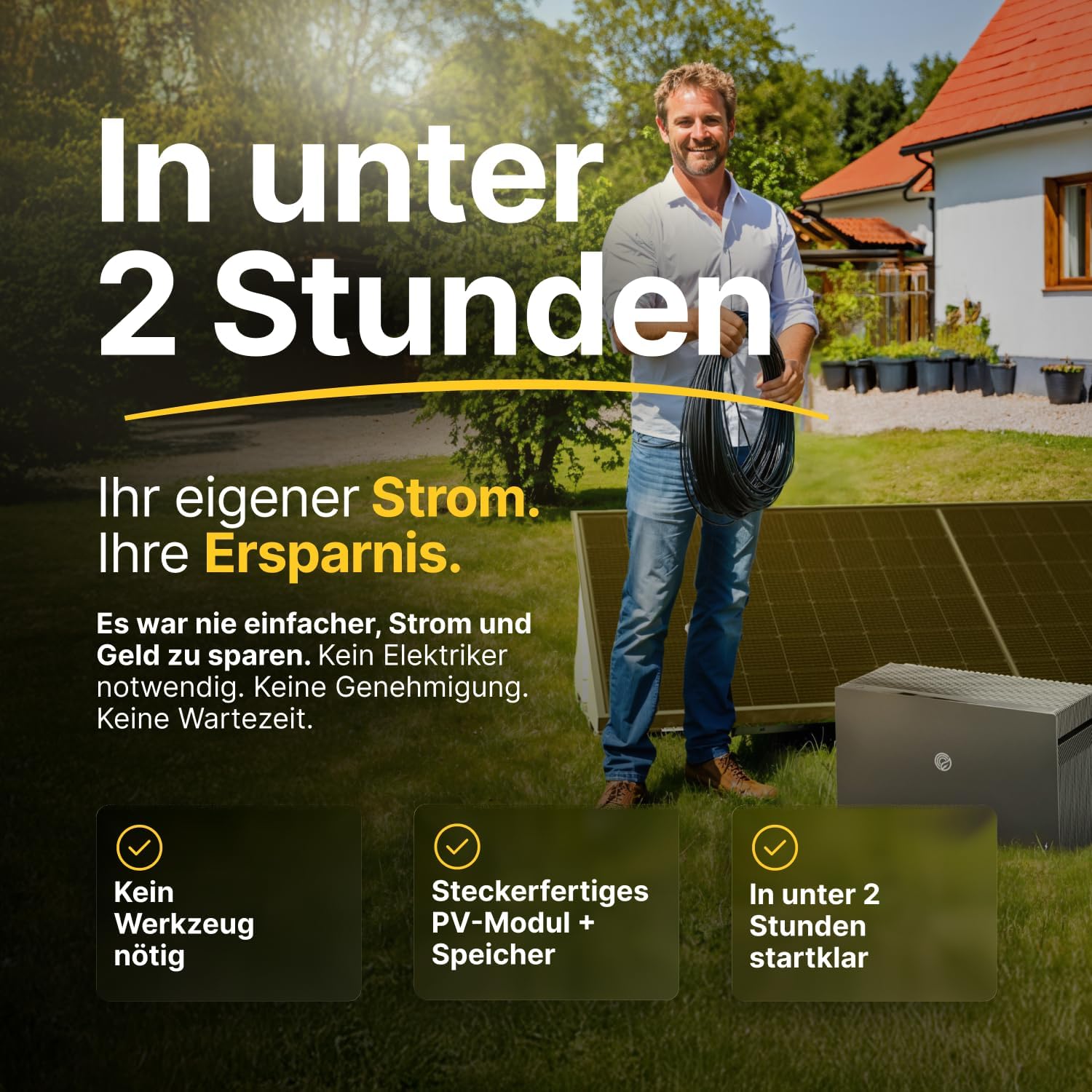 Solakon 1000 W Balkonkraftwerk mit Halterung (Gartenhaus) – 800 W Komplettsteckdose – Neuester 800 Watt Wechselrichter – Solaranlage Komplettset – 500 W bifaziale Solarmodule inklusive Zubehör – Bild 6