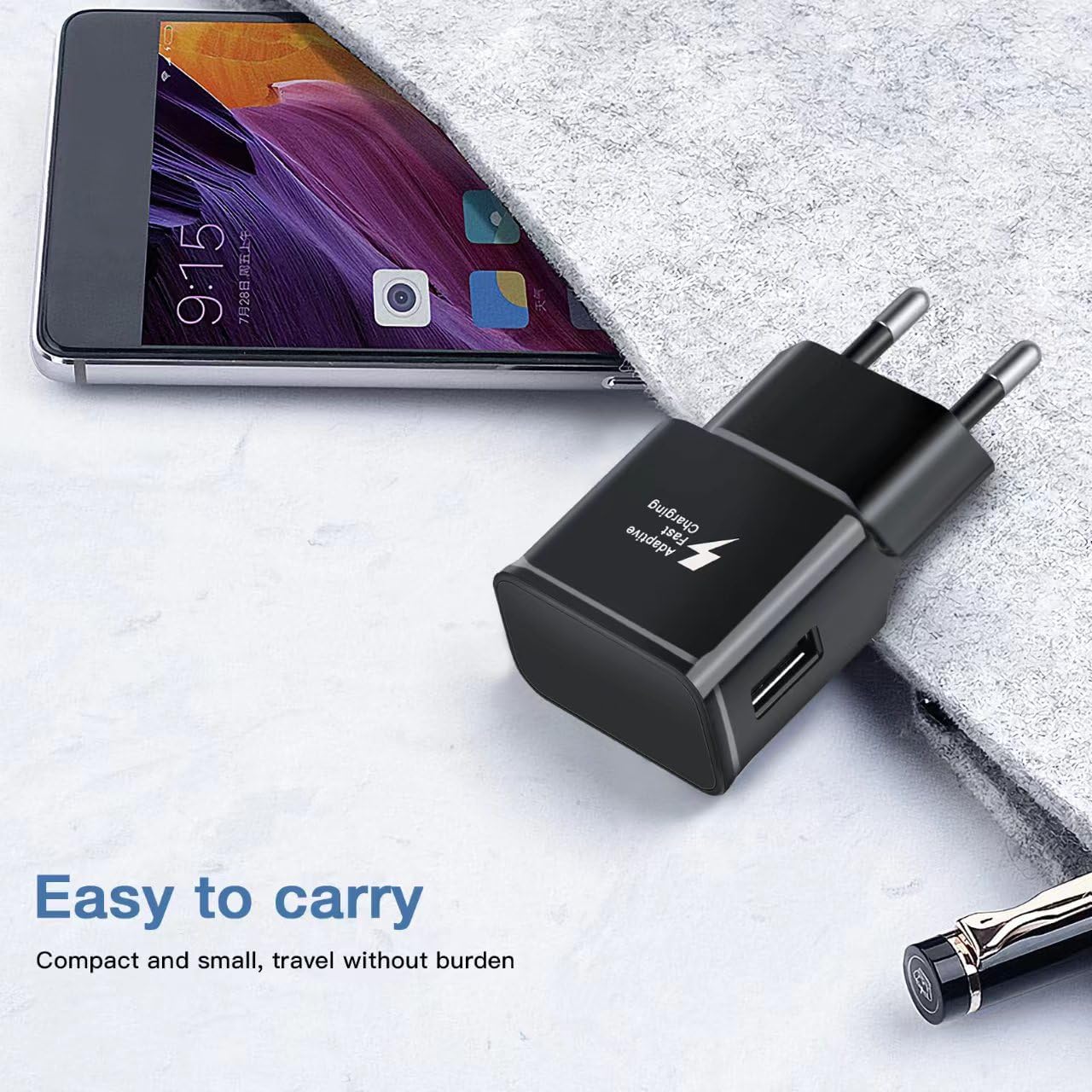 USB Ladegerät mit Nylon Ladekabel, USB C Schnellladekabel 2m für Samsung Galaxy S23 S22 S21 S20 FE S10 S9 S8 Plus A56 A55 A54 A53 A34 A16 A15 A14 A13 Z Fold3, Typ C Handy Schnellladegerät Netzteil – Bild 5