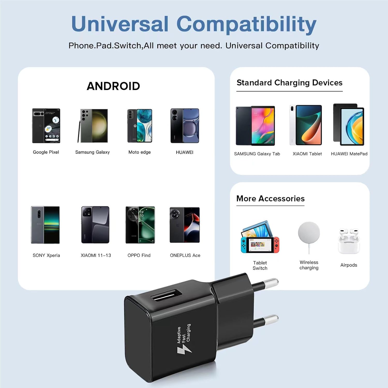 USB Ladegerät mit Nylon Ladekabel, USB C Schnellladekabel 2m für Samsung Galaxy S23 S22 S21 S20 FE S10 S9 S8 Plus A56 A55 A54 A53 A34 A16 A15 A14 A13 Z Fold3, Typ C Handy Schnellladegerät Netzteil – Bild 7