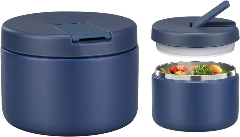 Itslife Thermo-Lebensmittelbehälter, 350 ml, Warmhaltebehälter aus Edelstahl, auslaufsicherer Lunchbehälter mit Schnallendeckel, weitem Hals, Isolierung, geeignet für kalte und warme Speisen, blau