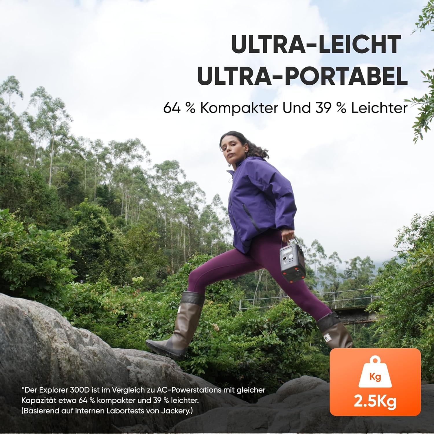 Jackery Explorer 300D Tragbares Kraftwerk mit 40-W-Solarpanel | 288 Wh LFP-Akku, 300 W Gleichstromleistung, ultraleicht und kompakt, für Camping, Outdoor, Zuhause, Wohnmobil – Bild 3