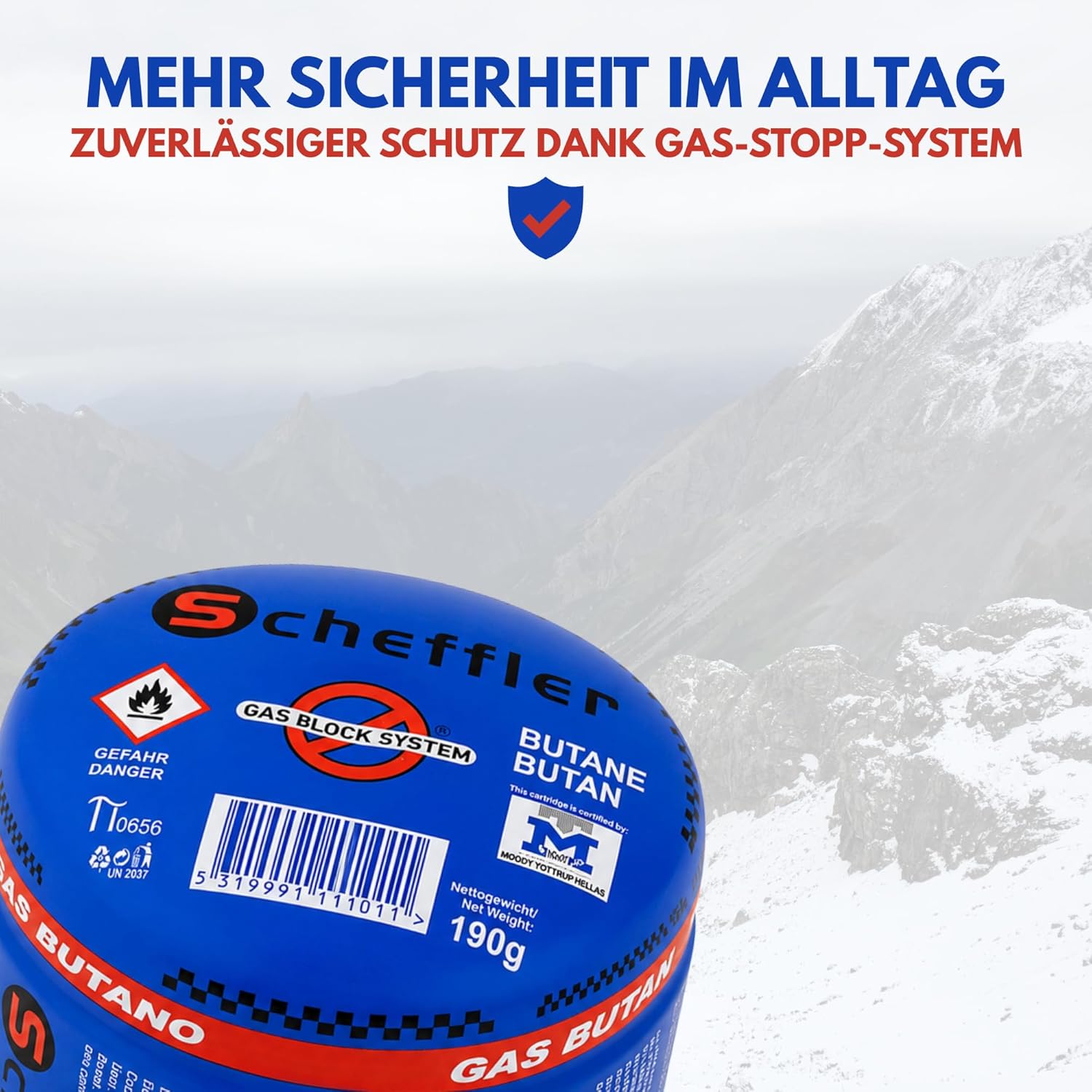 Campingman 24 x 190g Gaskartusche mit Gas Block System – Typ 200 Stechkartusche kompatibel mit C206 Geräten – EN417 geprüft Butangas Kartusche für Campingkocher, Gaskocher, Lötbrenner & Gasbrenner – Bild 3