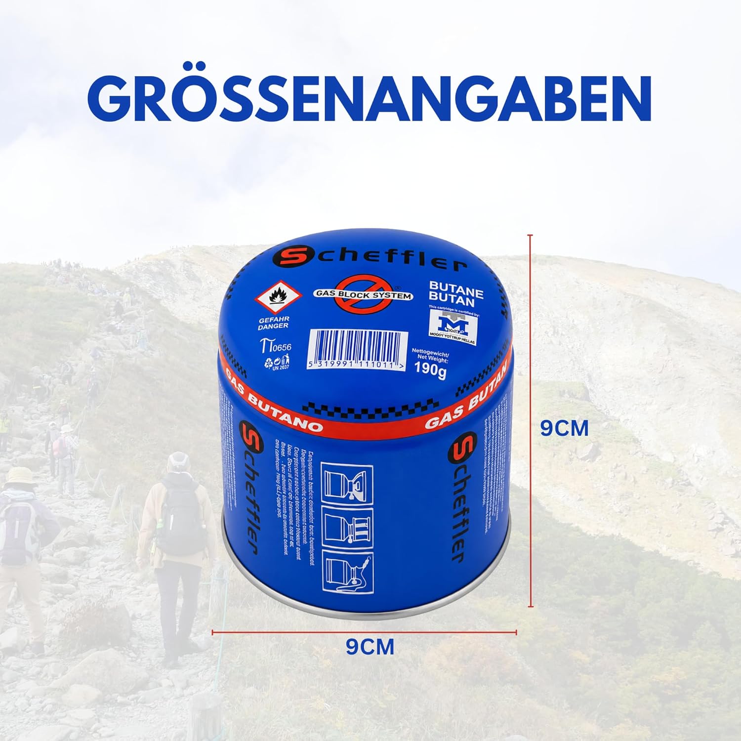 Campingman 24 x 190g Gaskartusche mit Gas Block System – Typ 200 Stechkartusche kompatibel mit C206 Geräten – EN417 geprüft Butangas Kartusche für Campingkocher, Gaskocher, Lötbrenner & Gasbrenner – Bild 4