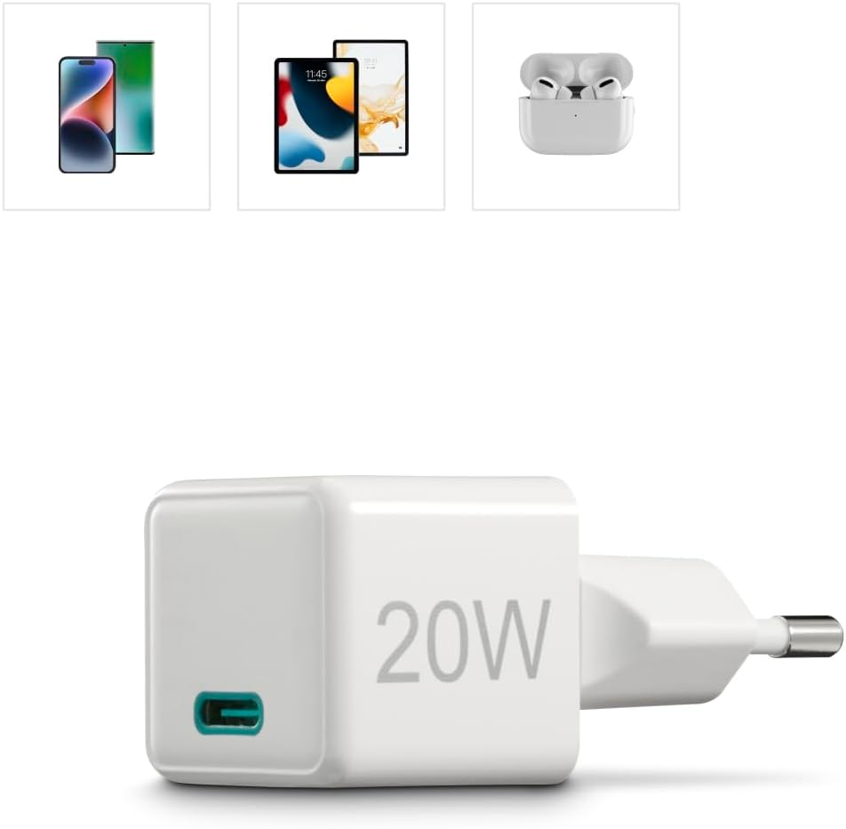Hama Schnellladegerät mit USB-C (unterstützt Power Delivery und Qualcomm Quick Charge, 20 W, Super-Mini-Größe 2,75 x 2,75 x 2,90 cm, ideal für iPhone) weiß – Bild 5