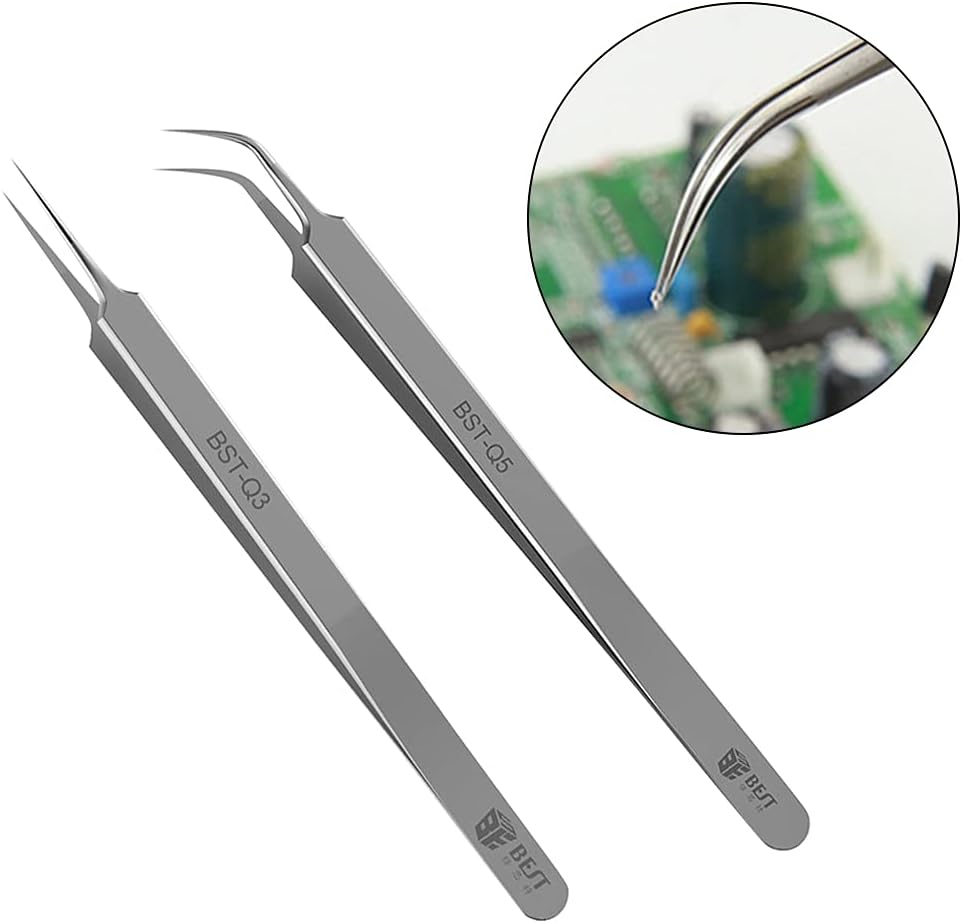 Hochpräzise Edelstahlpinzette – Superfeine Fingerabdruck- und Laborpinzette mit gebogener Spitze für Industrie, Installation und Wartung (Q3) – Bild 6