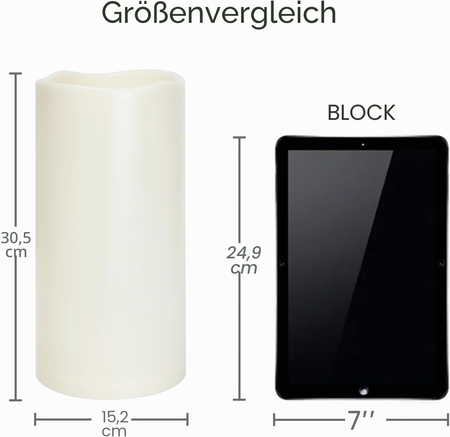 Homemory 15,2 x 30,5 cm große flammenlose Outdoor-Kerze, wasserdicht mit 6-Stunden-Timer, batteriebetriebene Kerze, elfenbeinfarbener Kunststoff, super lange Lebensdauer für ein halbes Jahr – Bild 3