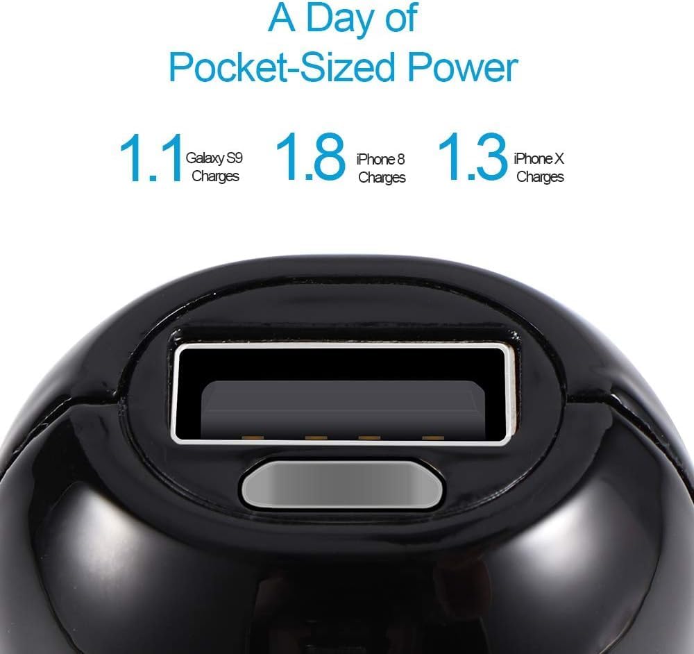 Mini Power Bank 5000 mAh, Powerbank klein aber stark 5000 mAh kompakter schlanker externer Akku mit 2,4 A Ausgang, tragbares Handy-Ladegerät für iPhone Samsung Galaxy und mehr (Schwarz) – Bild 3