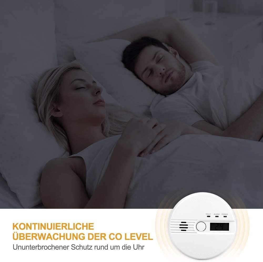 Kohlenmonoxid-Warnmelder, LCD-Display, CO-Detektor, 85 dB Alarm, Kohlenmonoxid-Sensor, Kohlenmonoxid-Detektor mit Testtaste, batteriebetrieben (ohne Batterien), GAS-96776 – Bild 3