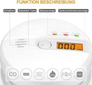Kohlenmonoxid-Warnmelder, LCD-Displ...