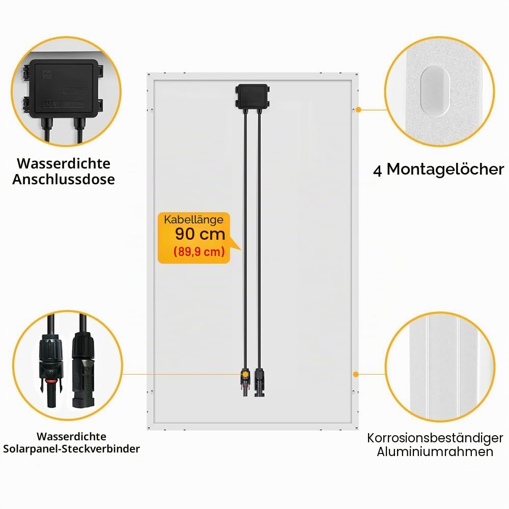 Dokio 100 W Solarpanel 12 V monokristallin – Solarpanel 100 Watt ideal für Wohnmobil, Camping, Gartenhaus – Bild 4