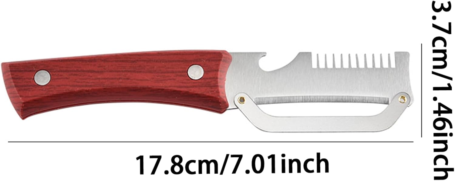 2-teiliger Multifunktionsschäler, 3-in-1 ergonomischer Flaschenöffner, Schälmesser, Edelstahl-Küchenschäler mit Holzgriff, multifunktionaler Schäler, Zerkleinerer, Küchenhelfer – Bild 2