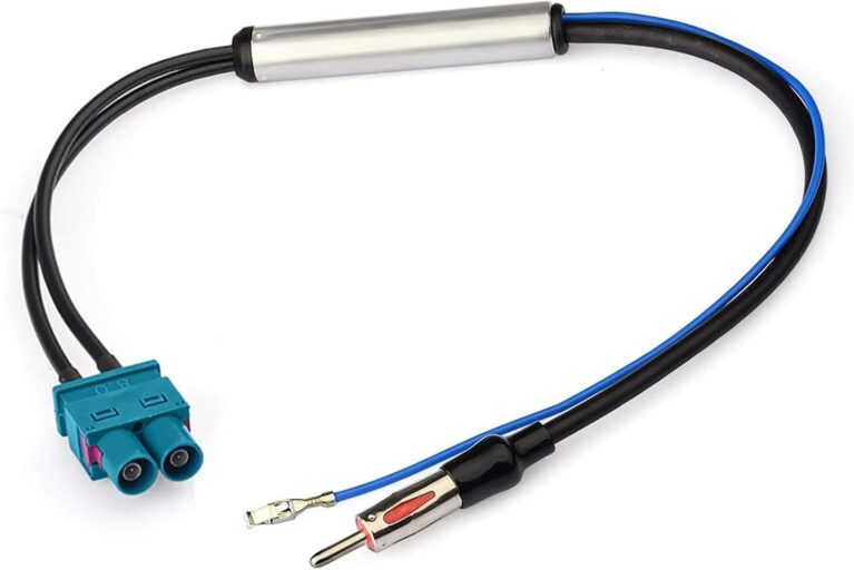 Bingfu Autoradio-Antennen-Signalverstärker, Doppel-Fakra-auf-DIN-Stecker-Adapter mit Phantomspeisung, kompatibel mit Volkswagen Audi VW Skoda BMW Fahrzeug, Auto-Audio-Radio-Stereo-Head-Unit-Empfänger