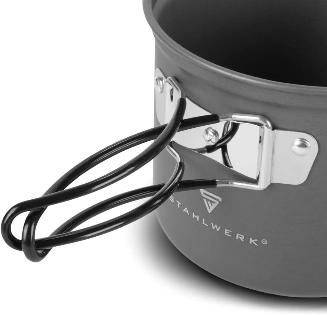 STAHLWERK Camping-Kochtopf-Set, 4-teilig, Aluminium, Outdoor-Kochgeschirr mit Antihaftbeschichtung, Camping-Kochset mit Töpfen und Deckel, Outdoor-Topf-Set, Camping-Geschirr – Bild 8