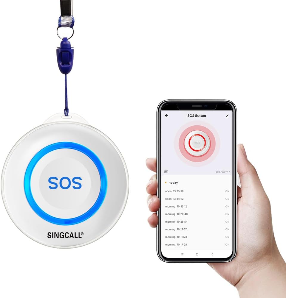SINGCALL Tuya WiFi Smart SOS-Notruftaste für Senioren, Kinder, persönlicher Alarm für ältere Patienten, blaue Notruftaste, mit Telefon verbunden (geeignet für häusliche Umgebungen)