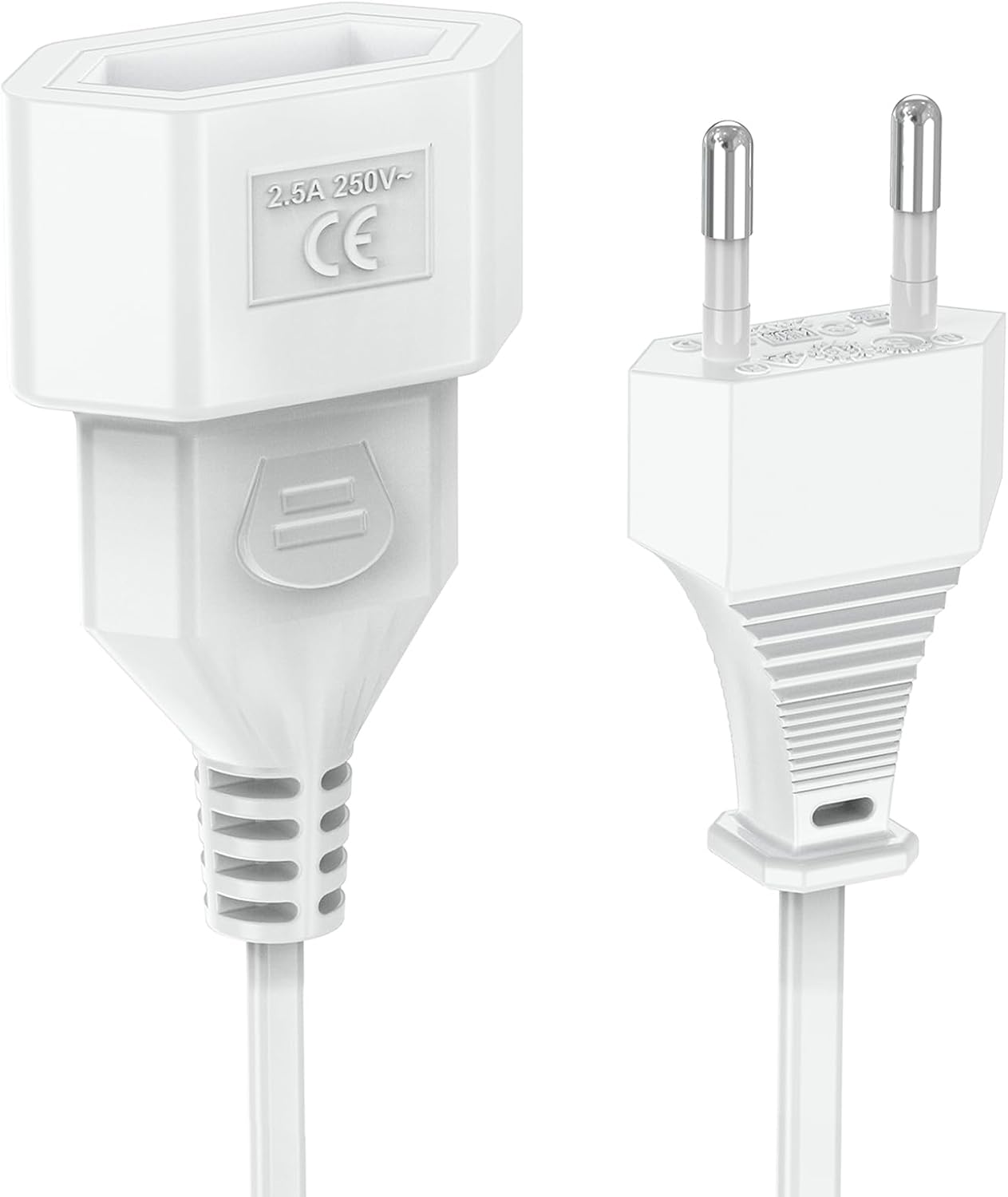 Stromkabel Verlängerungskabel, Ancable 3M Verlängerungskabel flach, VDE-zertifiziert, Euro-Stecker Typ C auf Euro-Buchse, Verlängerungskabel Netzkabel für TV, Monitor, Haushaltsgeräte, Weiß