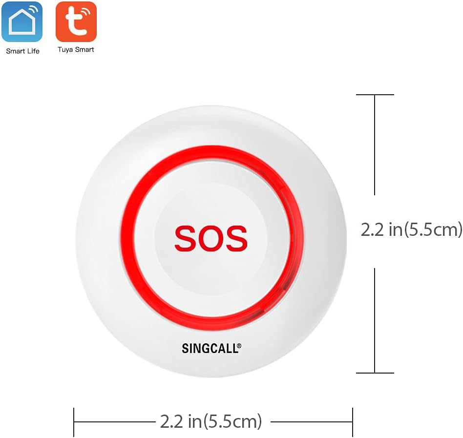 SINGCALL Tuya WiFi Smart Senioren-Notrufsystem für ältere Menschen/schwangere Frauen/Kinder, 1 wasserdichte Notruftaste (unterstützt 2,4 GHz WLAN) + 1 Plug-in-Empfänger – Bild 2