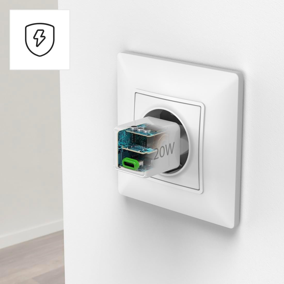 Hama Schnellladegerät mit USB-C (unterstützt Power Delivery und Qualcomm Quick Charge, 20 W, Super-Mini-Größe 2,75 x 2,75 x 2,90 cm, ideal für iPhone) weiß – Bild 8