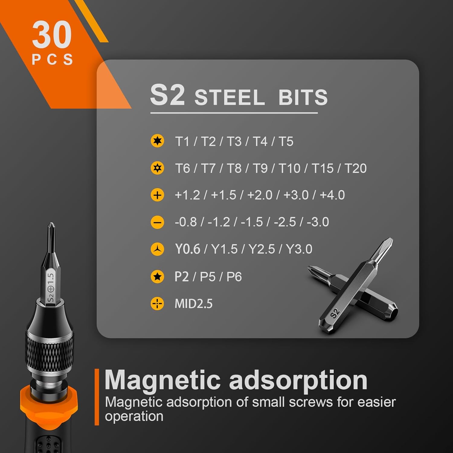 JOREST 40-teiliges Präzisionsmechanik-Schraubendreher-Set, Mini-Werkzeug-Set mit Torx T5 T6 T8 T9 T10 T20 usw., Reparaturset für iPhone, iPad, Switch, PS4, Xbox, Laptop, MacBook, Computer, Brillen, Uhren usw – Bild 6