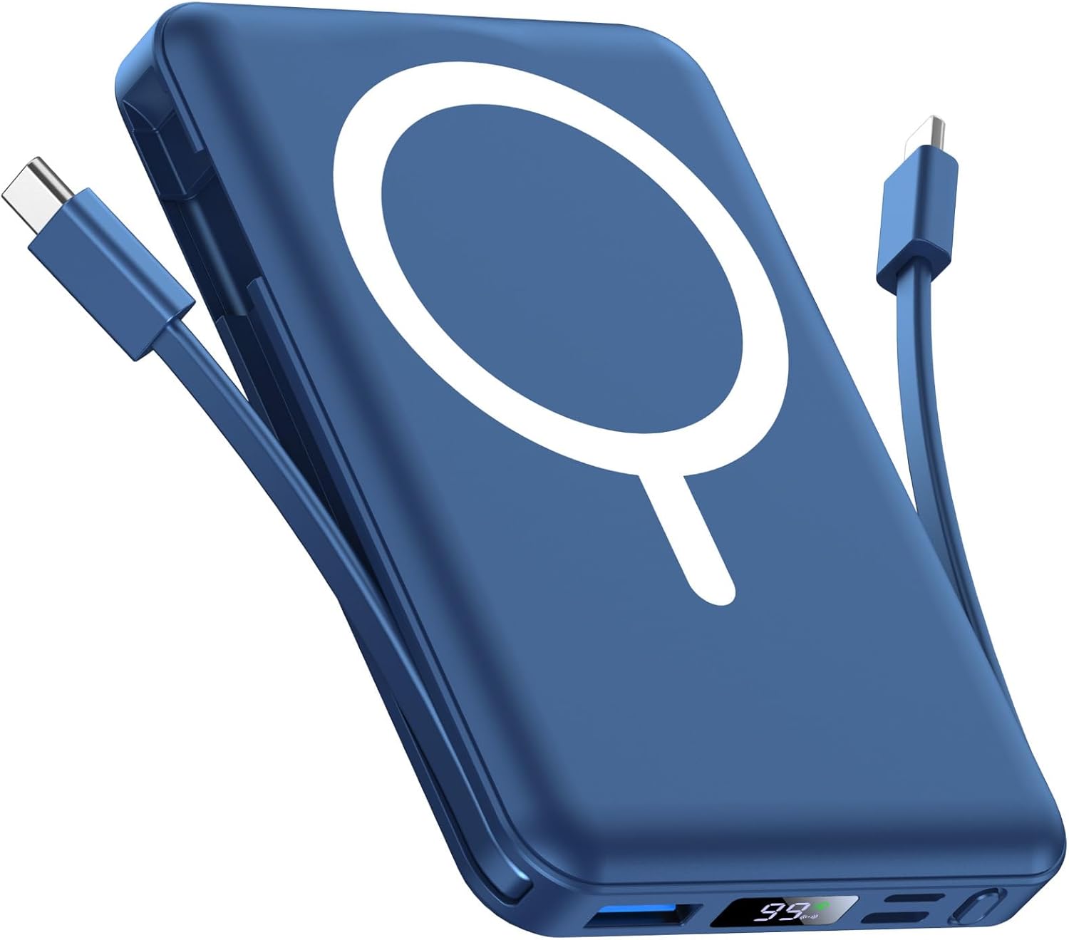Magsafe Powerbank 10000 mAh, kabellose magnetische Powerbank, schnelles Aufladen mit LED-Anzeige und USB-C-Ladekabel, externer Akku für iPhone 17/16/15/14/13/12 Pro Max/Pro/Plus (blau)