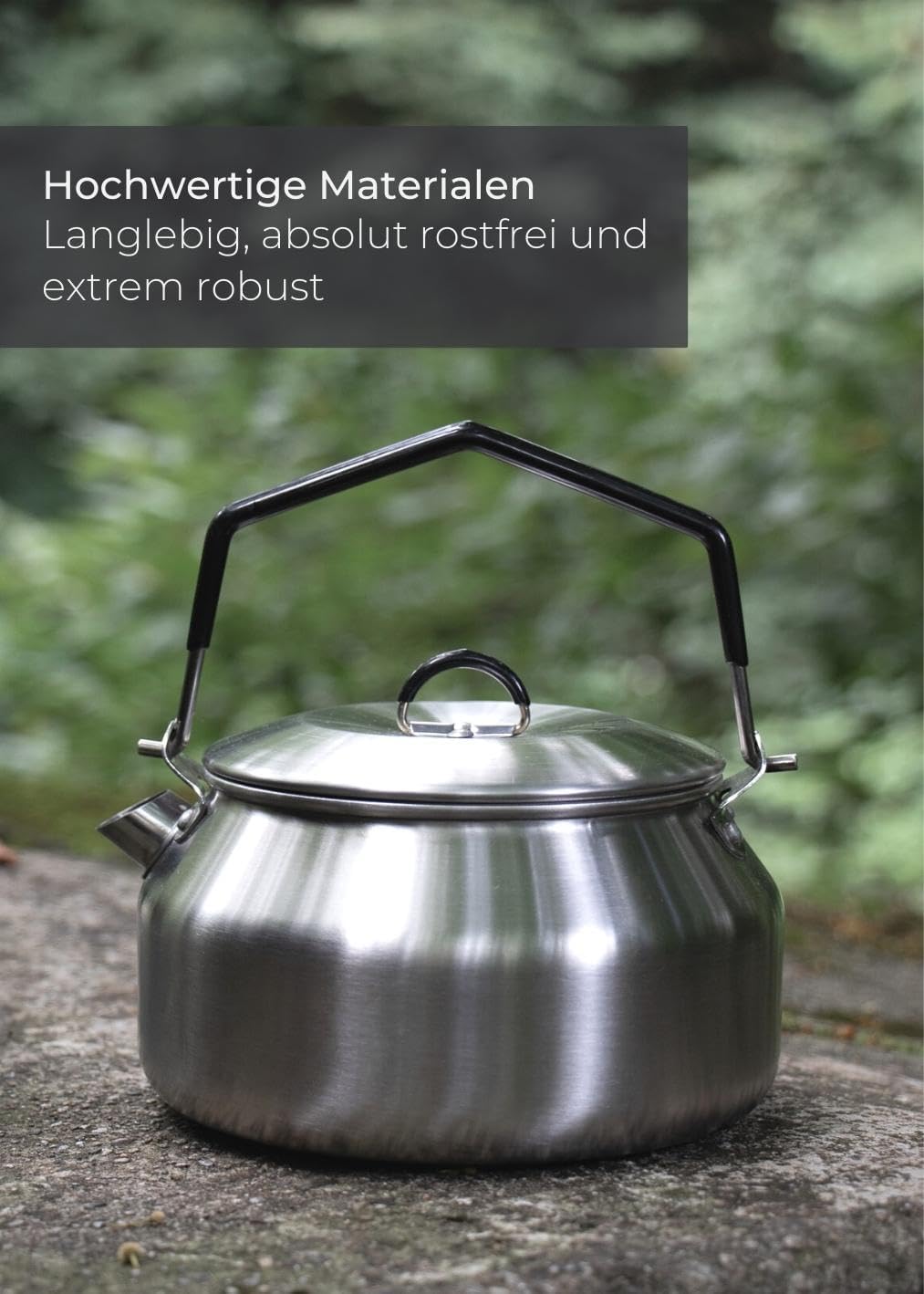 LAMBDA COFFEE GEYSIR Wasserkocher 1 Liter Edelstahl mit nur 290 g I Teekanne I Tragbarer Camping-Wasserkocher 1000 ml I Camping-Wasserkocher – Bild 2