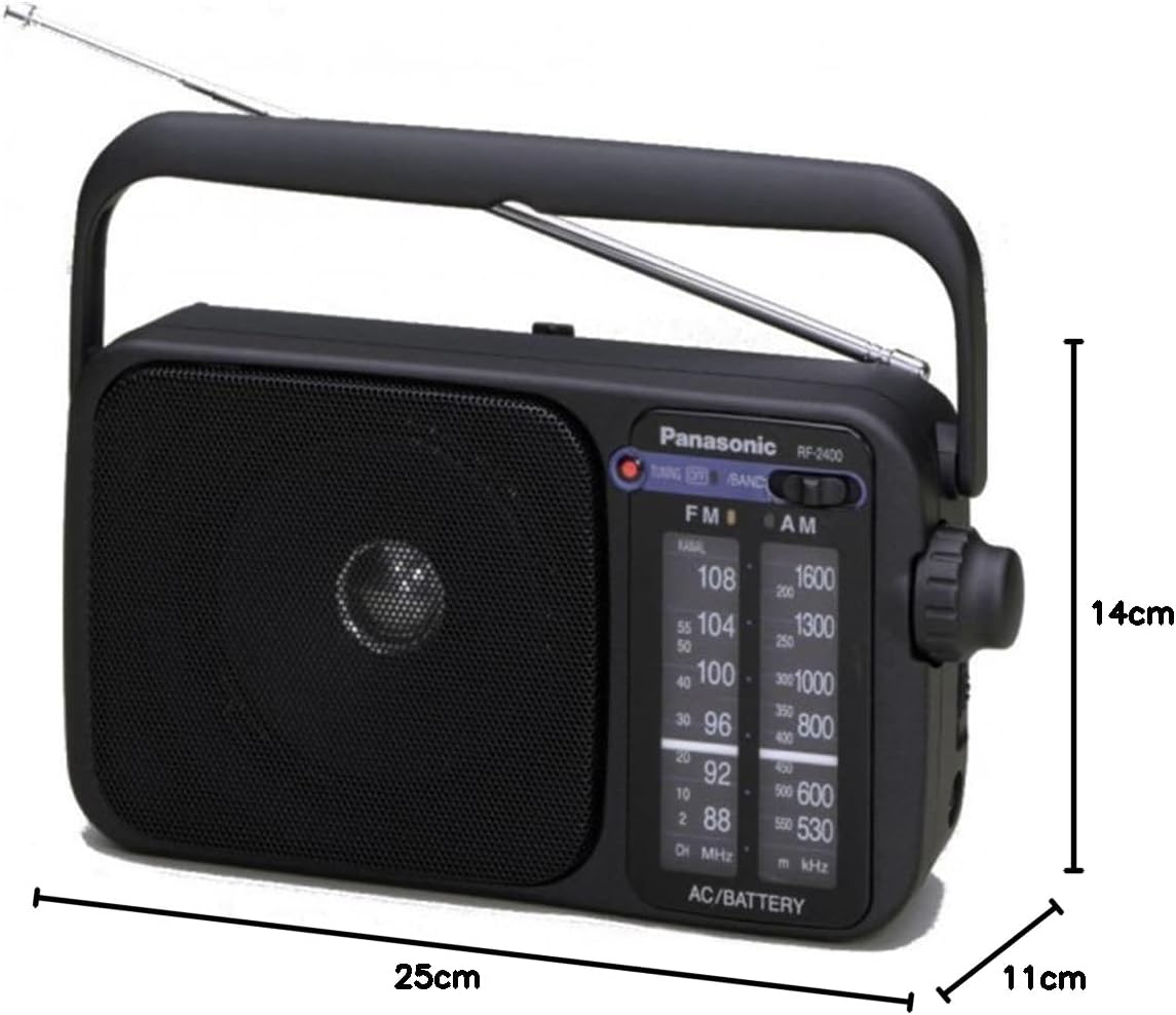 Panasonic RF-2400DEG-K Tragbares Radio mit Tragegriff, Netz- oder Batteriebetrieb, Schwarz – Bild 4