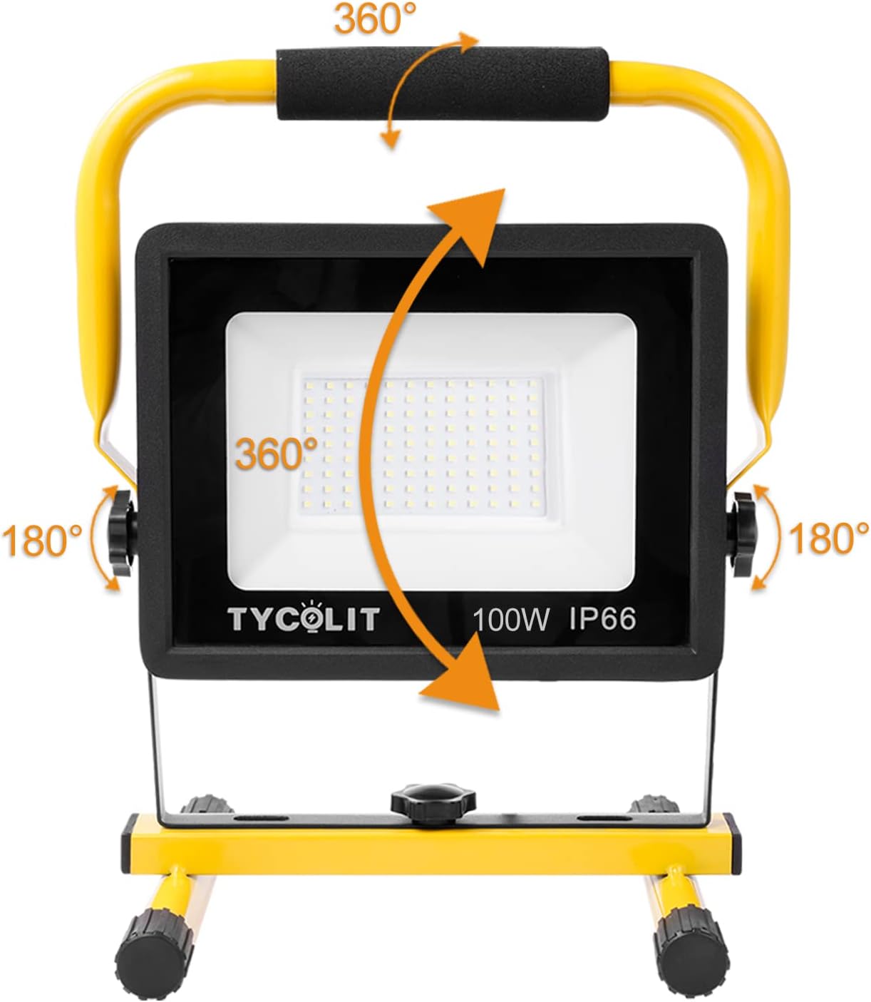 LED Baustrahler, 100W 10000LM Arbeitsleuchte, 6500K Kaltweiß Baustellenlampe mit Stecker, IP66 Wasserdichter LED Strahler, 3m Kabel Baulampe, Flutlicht, Arbeitsleuchte für Werkstatt, Baustelle, Garage – Bild 5
