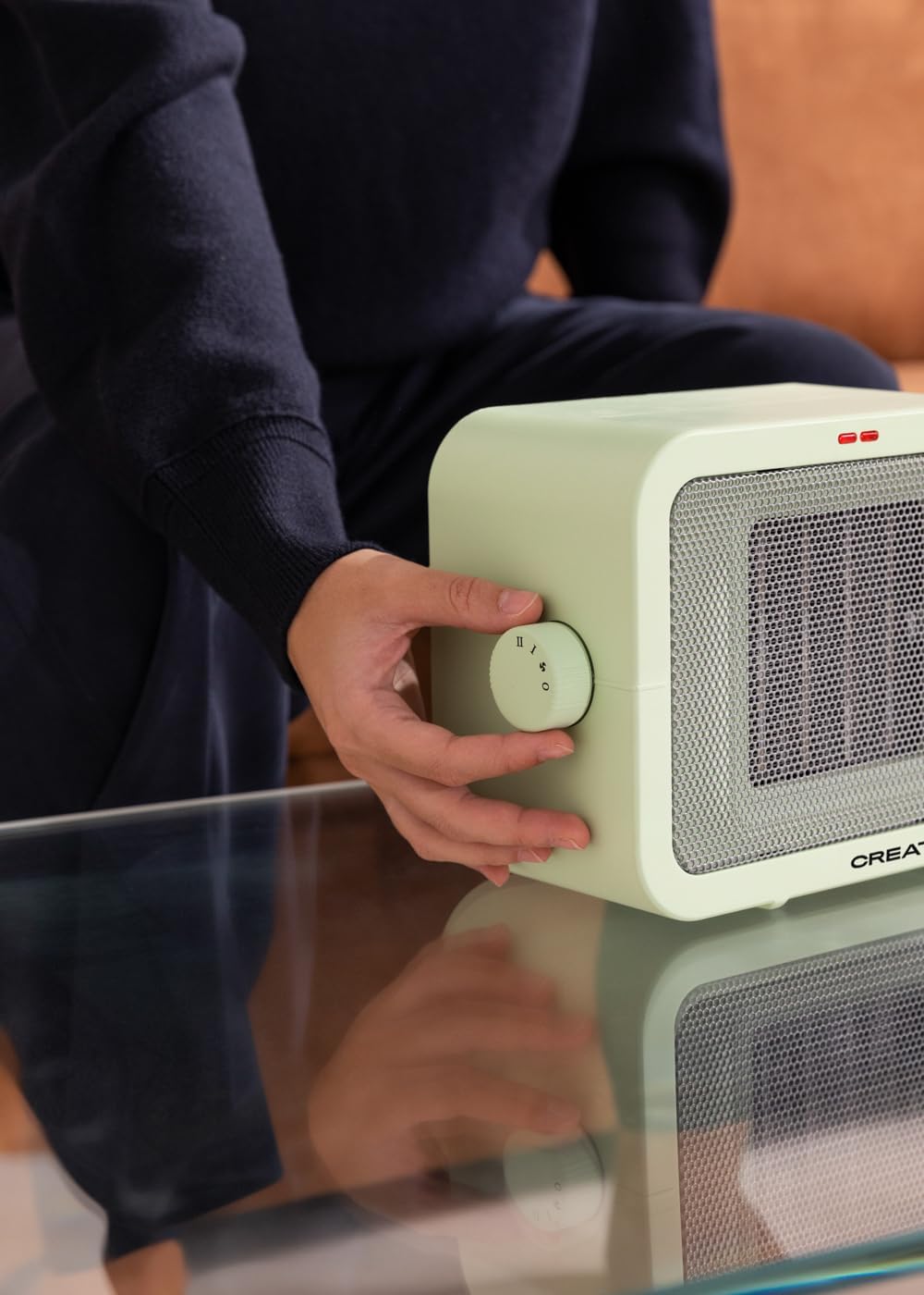 CREATE /WARM BOX/Keramikheizkörper in Pastellgrün/tragbar, Thermostat, 2 Leistungen, PTC-Heizung, Überhitzungsschutz, 1500 W – Bild 7