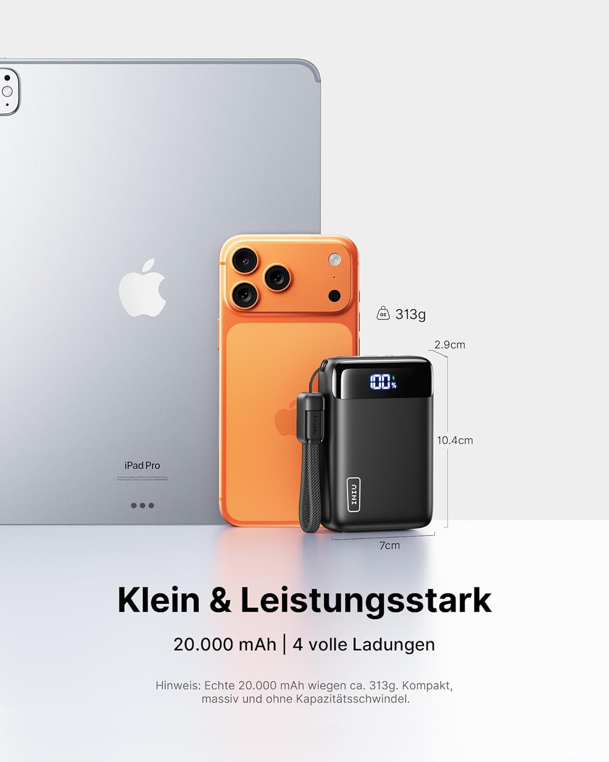 INIU Power Bank, ultrakleine 20000 mAh 22,5 W Schnelllade-Powerbank, USB-C Ein- und Ausgang, externe Handy-Akkus, kleiner, aber starker Akku zum Aufladen von Telefonen, iPad, Reisen und Camping – Bild 2
