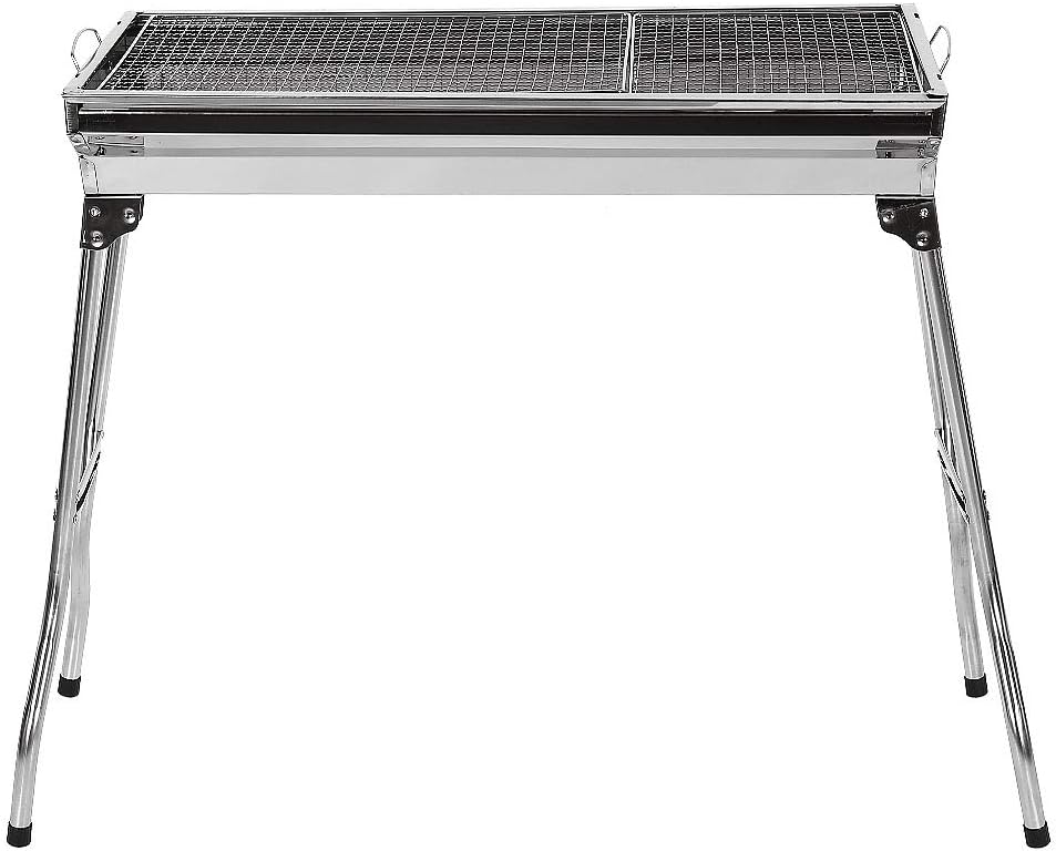 Holzkohlegrill mit Ständer, Edelstahl-Holzkohlegrill, faltbar und tragbar, geeignet für Outdoor-Grillpartys von 5–10 Personen, Grillwagen Holzkohlegrill (73 x 33,5 x 70 cm) – Bild 5