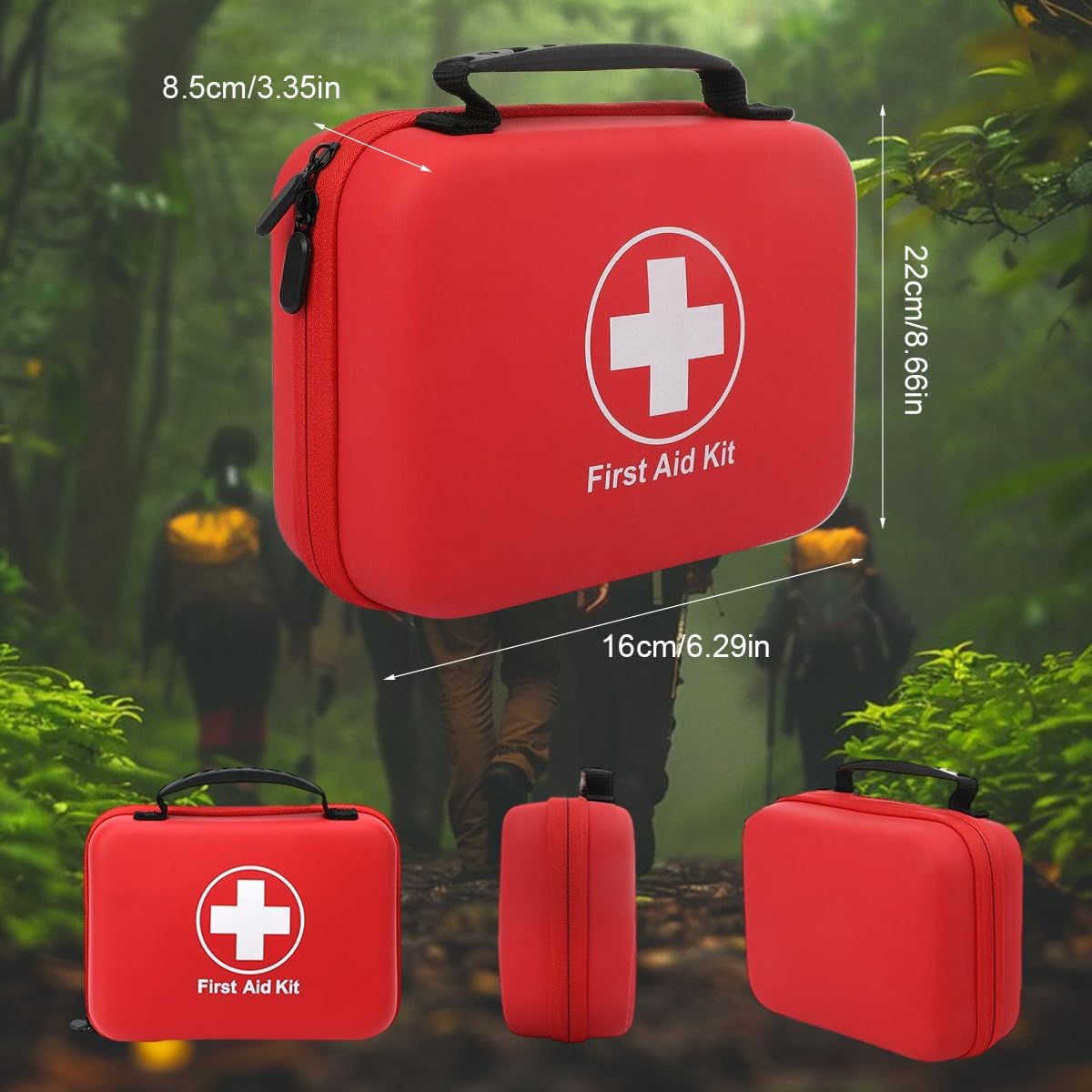 Erste-Hilfe-Set, 228-teilig, kompaktes Erste-Hilfe-Set mit leichter Hartbox, für Auto, Reisen, Zuhause, Sport, Outdoor, Camping, sehr umfangreich, praktisch, klein und leicht (rot) – Bild 2