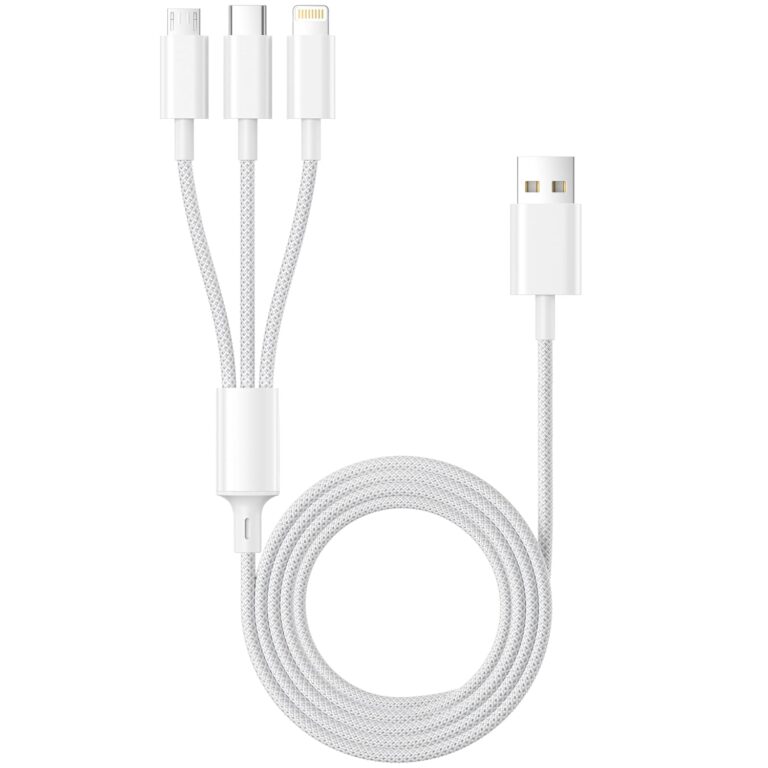 Multi-USB-Kabel 1,2 m, Ladekabel, 3-in-1-Schnellladekabel, Nylon-Universal-Ladekabel, USB-Ladekabel, mehrere Anschlüsse mit Micro-USB Typ C Lightning für iPhone, Android, Samsung