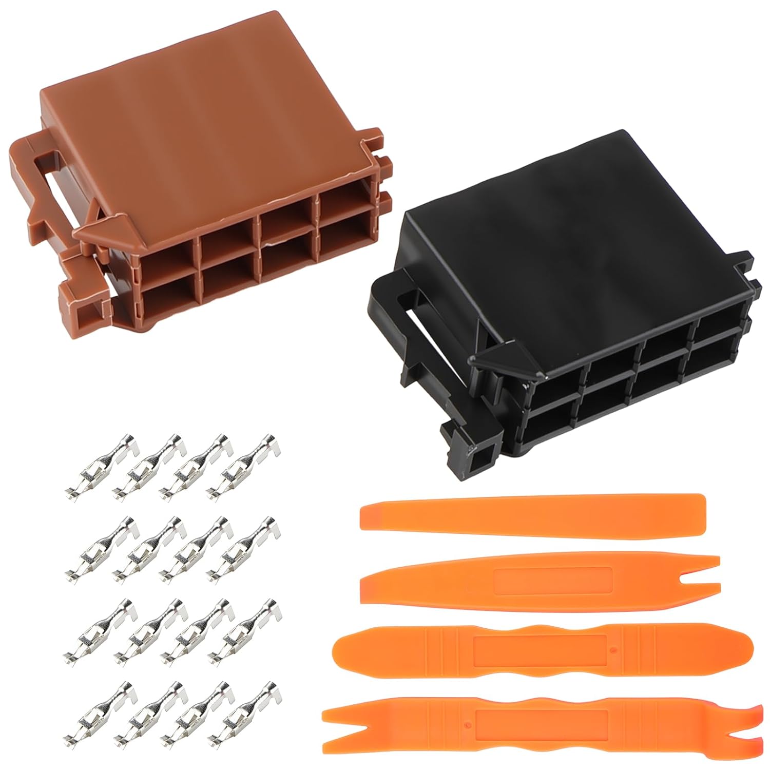 Set mit 2 8-poligen Autoradio-Steckerklemmen mit 16 ISO-Steckerstiften, 4 Türverkleidungswerkzeug, Lautsprecherstecker, Autoradio-Zubehör, Radio-Adapter, Universal-Gehäuse-Montageset