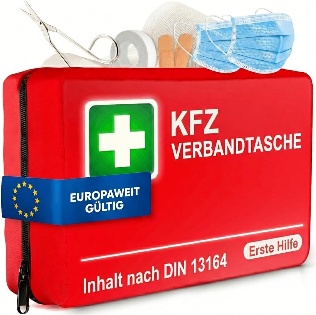 PURAHELP Erste-Hilfe-Set Auto (DIN 13164) – Erste-Hilfe-Set Auto StVO konform für 2026 – Auto-Verbandkasten & Sanitärset – Kompaktes Notfallset für Fahrzeuge – Auto-Verbandset nach aktueller Norm