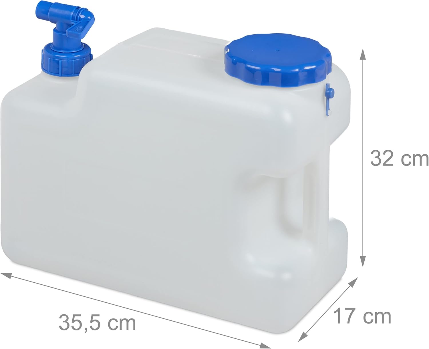 Relaxdays, Wasserkanister mit Wasserhahn, Weithals-Schraubverschluss, Camping-Trinkwasserkanister, 12 bis 25 Liter Tank, BPA-frei, weiß – Bild 4