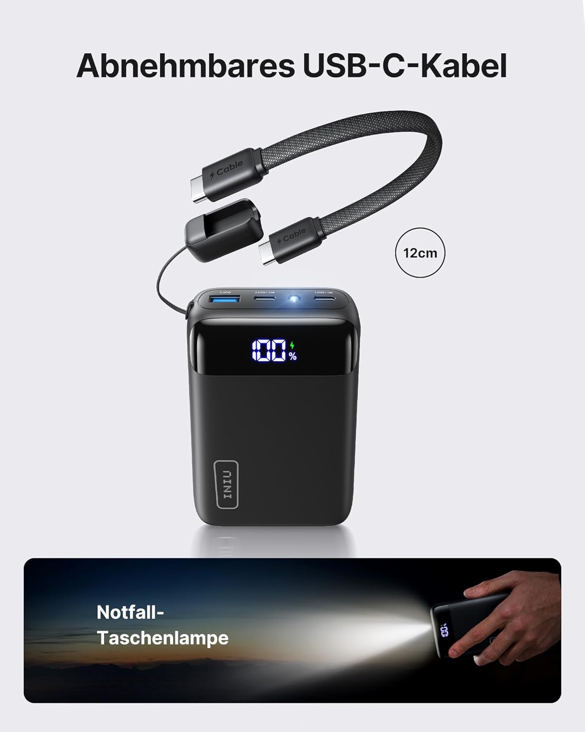 INIU Power Bank, ultrakleine 20000 mAh 22,5 W Schnelllade-Powerbank, USB-C Ein- und Ausgang, externe Handy-Akkus, kleiner, aber starker Akku zum Aufladen von Telefonen, iPad, Reisen und Camping – Bild 5