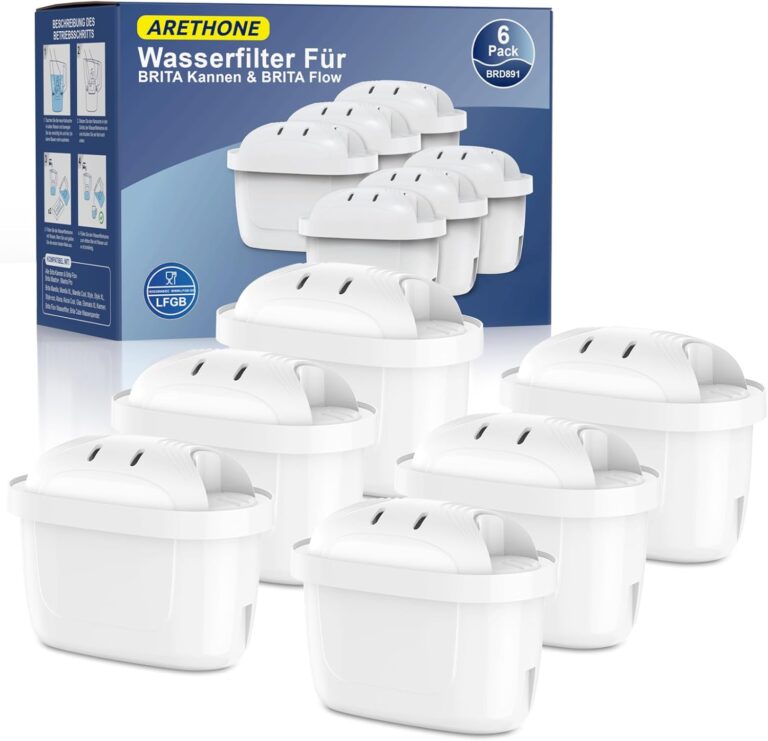 ARETHONE Wasserfilter für Brita Filter: Maxtra+ und Maxtra Pro, Filterkartuschen kompatibel mit Brita Glass, Marella, Style, Aluna Jug, Geräteschutz zur Kalkreduzierung (6 Stück)