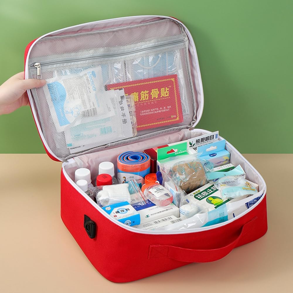 Reise-Apothekentasche, 13 l, XL-Erste-Hilfe-Tasche, leer, mit Griff/Umhängegurt, wasserdicht, für Zuhause, Schule, Auto, Reisen, Camping, Wandern (grün) – Bild 5
