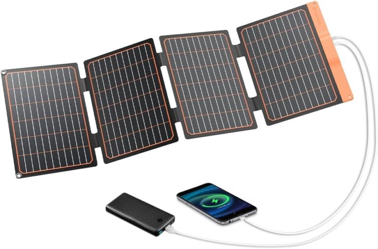 FlexSolar 40 W Solarpanel, USB-C (PD2.0), USB-A (QC3.0), tragbares faltbares Solarladegerät, Stromnotfall, IP67 wasserdicht, Camping, Wandern, Rucksackreisen, Outdoor für Mobiltelefone, Powerbanks, Tablets