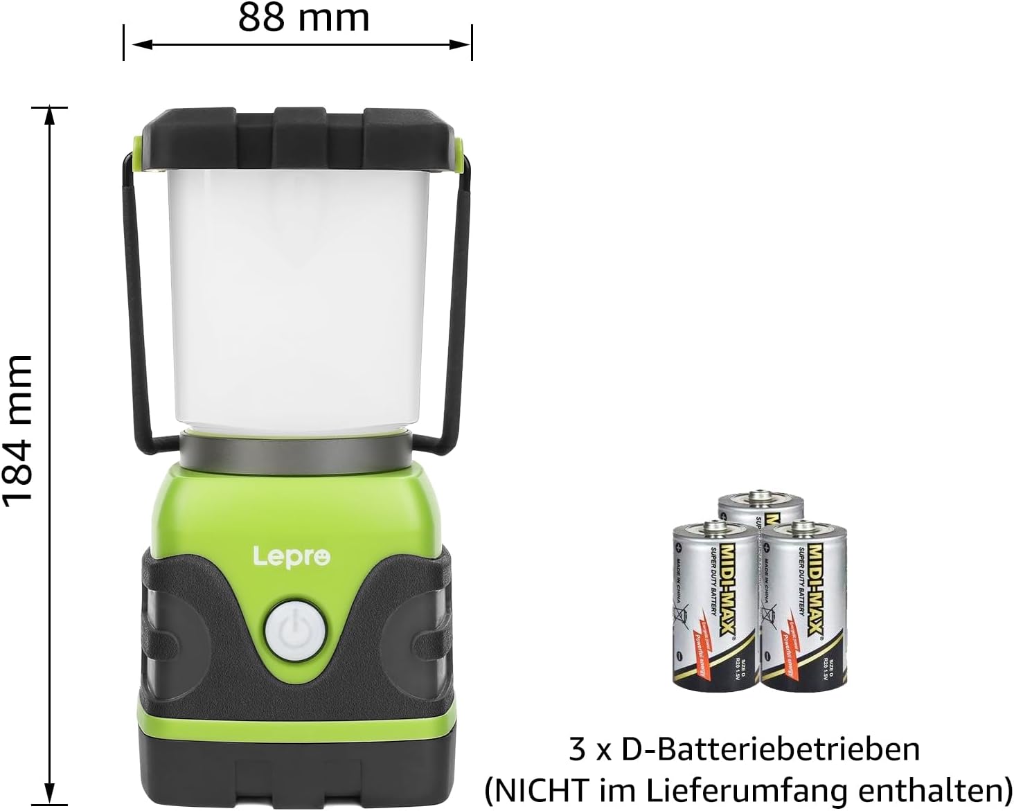 Lepro LED-Campinglampe, batteriebetrieben, ultrahell, 1500 Lumen, 4 Modi und dimmbares Campinglicht, Notlicht für Stromausfälle, Wandern, Notfall, Ausfälle und so weiter – Bild 6