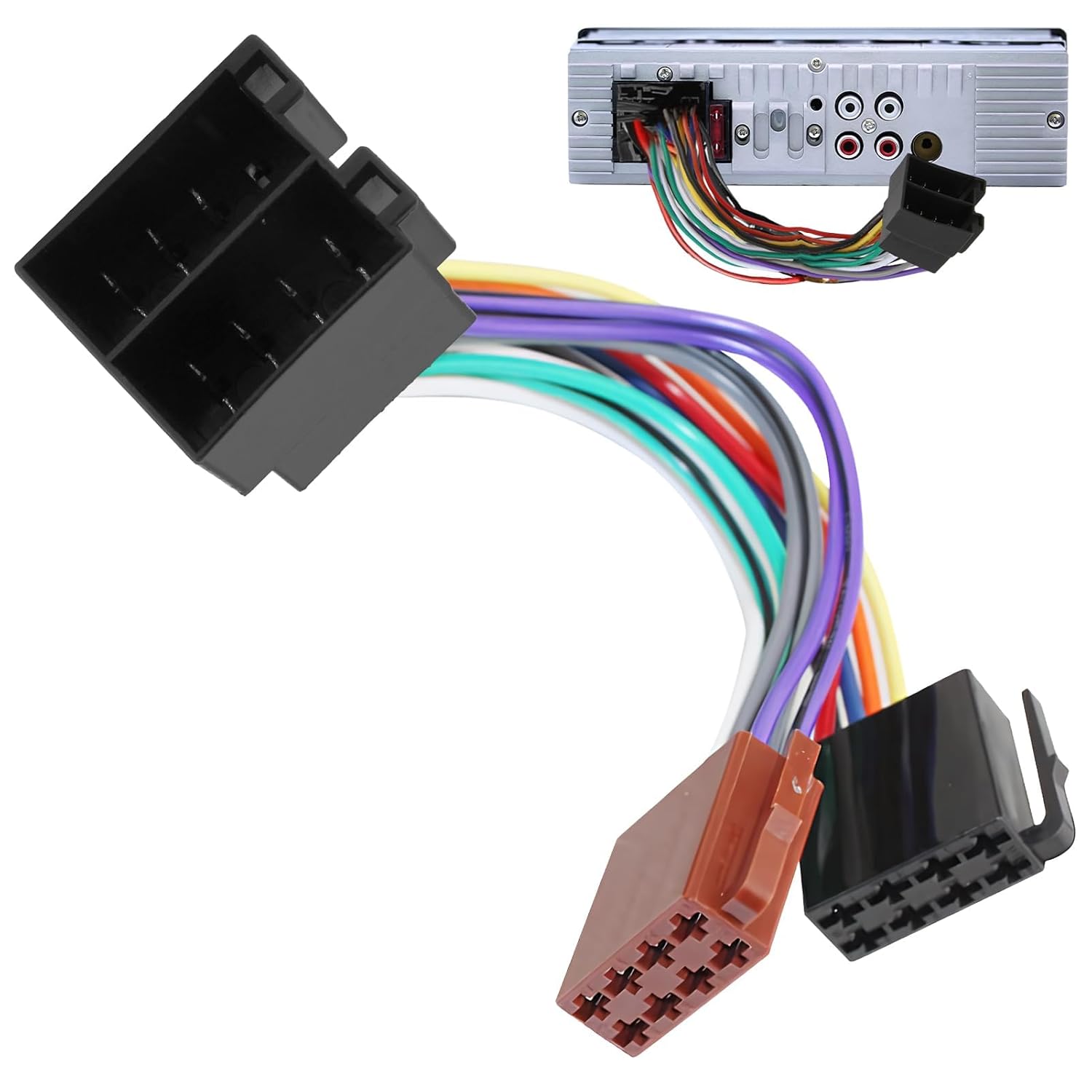 Autoradio Adapter Set Universal 16 Pin ISO Stecker auf Buchse Kabel 16 Pin Antennenadapter DIN Klemme 15 + 30 Steckbare Verlängerung Radio Adapter Stecker für VW Opel Mercedes Renault Astra