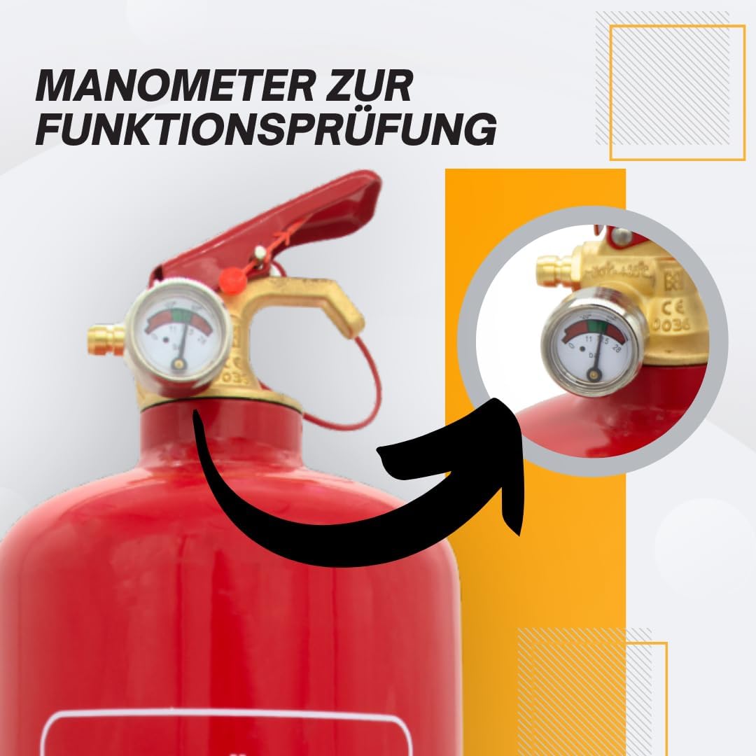 1 kg Pulverlöscher, Feuerlöscher für Zuhause, Feuerlöscher Auto, ABC-Pulver inklusive Halterung und Wartungsschild – Bild 5