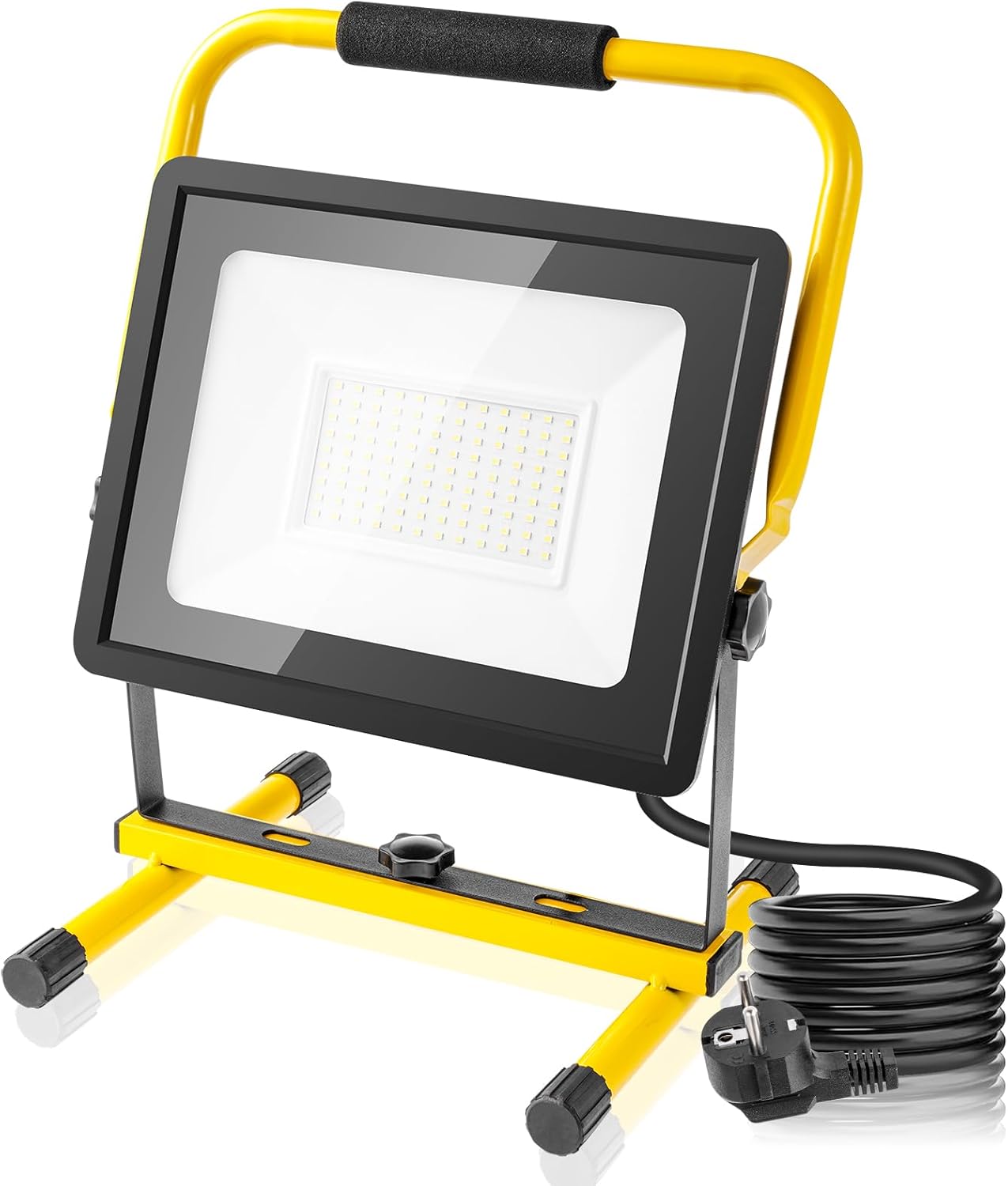 LED Baustrahler, 100W 10000LM Arbeitsleuchte, 6500K Kaltweiß Baustellenlampe mit Stecker, IP66 Wasserdichter LED Strahler, 3m Kabel Baulampe, Flutlicht, Arbeitsleuchte für Werkstatt, Baustelle, Garage