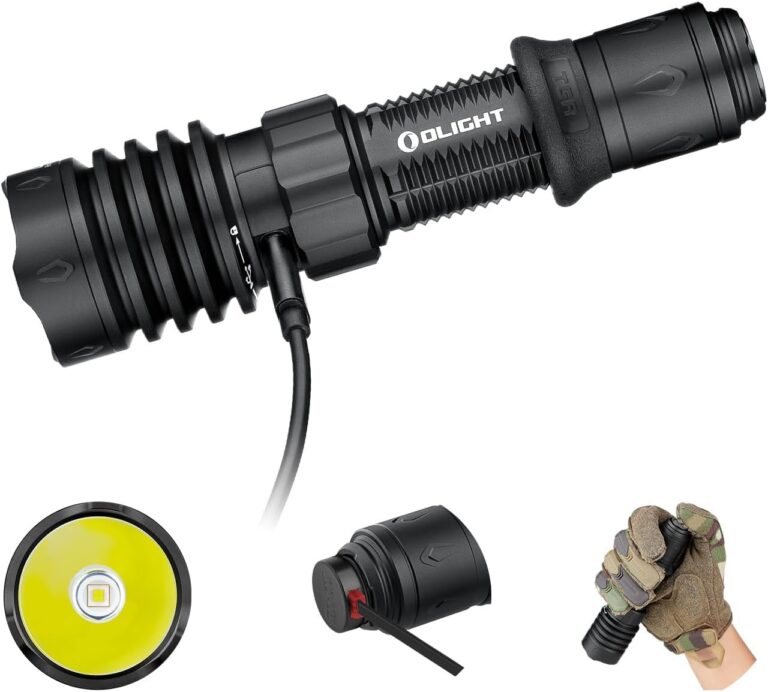 OLIGHT Warrior X 4 LED-Taschenlampe, 2600 Lumen, 630 Meter Leuchtweite, Aufladung über USB und Tybe C, helle taktische Taschenlampe, IPX8 wasserdicht, mit Holster für Outdoor, Camping (schwarz)