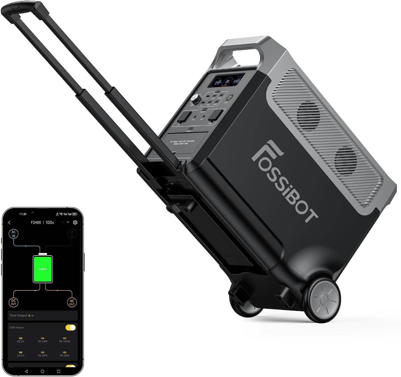 FOSSiBOT F3600 Pro Tragbare Powerstation 3840Wh, 3600W AC Output, erweiterbar 3,8-11,5 kWh, LFP-Batterie mit 6500+Zyklen, 2000W